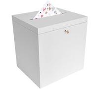 Creative Deco Boite en Bois pour Enveloppes Blanc 29 x 25 x 30 cm avec Clé Mariage Blanc G