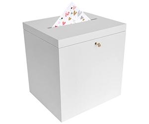 Creative Deco Boite en Bois pour Enveloppes Blanc | 29 x 25 x 30 cm | avec Couvercle et oîte pour Occasions Spéciales | Urne Anniversaire | Mariage | Boite a Souvenirs, Cartes Lettre