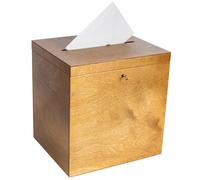 Creative Deco Boite en Bois pour Enveloppes Marron Clair | 29 x 25 x 30 cm | avec Couvercle et Clé | Boîte pour Occasions Spéciales | Urne Anniversaire | Mariage | Boite a Souvenirs, Cartes Lettre