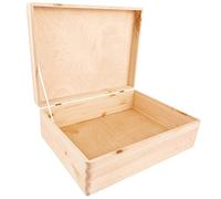 Creative Deco Boite Rangement en Bois | 40 x 30 x 14 cm (+/- 1 cm) | Non Peint | avec Couvercle | Boite en Bois | Boite a Souvenir | Boîte Caisse Malle Coffre | BRUT ET NON PONCÉ