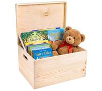 Creative Deco Boite Rangement en Bois | 40 x 30 x 24 cm (+/- 1 cm) | Non Peint | Couvercle et Poignées | Boite en Bois | Boite a Souvenir | Boîte Caisse Malle Coffre | BRUT ET NON PONCÉ