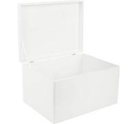Creative Deco Boite Rangement en Bois Blanc 40 x 30 x 24 cm (+/- 1 cm) Coffre BRUT Blanc G