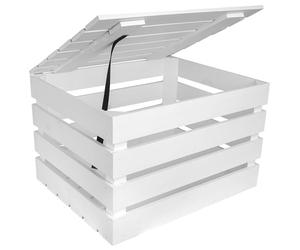 Creative Deco Boite Rangement en Bois Blanc | 50 x 40 x 30 cm | avec Couvercle | Boîte Cadeau Coffre Malle Coffret Vintage