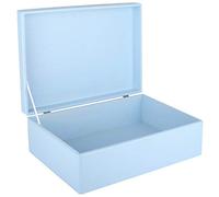Creative Deco Boite Rangement en Bois Bleu | 40 x 30 x 14 cm (+/- 1 cm) | avec Couvercle | Boite en Bois | Boite a Souvenir | Boîte Caisse Malle Coffre | BRUT ET NON PONCÉ
