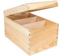Creative Deco Boite Rangement en Bois CD 16 x 24 x 14 cm 3 Compartiments Boîte Bureau Beige G