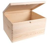 Boîte de rangement - CREATIVE DECO - Non Peint - 40 x 30 x 24 cm - Avec serrure et clé - Bois naturel