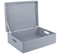 Creative Deco Boite Rangement en Bois Gris | 40 x 30 x 14 cm (+/- 1 cm) | avec Couvercle et Poignées | Boite en Bois | Boite a Souvenir | Boîte Caisse Malle Coffre | BRUT ET NON PONCÉ