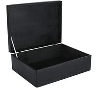 Creative Deco Boite Rangement en Bois Noir | 40 x 30 x 14 cm (+/- 1 cm) | avec Couvercle | Boite en Bois | Boite a Souvenir | Boîte Caisse Malle Coffre | BRUT ET NON PONCÉ