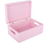 Creative Deco Boite Rangement en Bois Rose | 30 x 20 x 14 cm (+/- 1 cm) | avec Couvercle et Poignées | Boite en Bois | Boite a Souvenir | Boîte Caisse Malle Coffre | BRUT ET NON PONCÉ