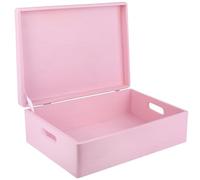 Creative Deco Boite Rangement en Bois Rose | 40 x 30 x 14 cm (+/- 1 cm) | avec Couvercle et Poignées | Boite en Bois | Boite a Souvenir | Boîte Caisse Malle Coffre | BRUT ET NON PONCÉ