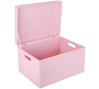 Creative Deco Boite Rangement en Bois Rose | 40 x 30 x 24 cm (+/- 1 cm) | avec Couvercle et Poignées | Boite en Bois | Boite a Souvenir | Boîte Caisse Malle Coffre | BRUT ET NON PONCÉ