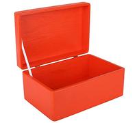 Creative Deco Boite Rangement en Bois Rouge | 30 x 20 x 14 cm (+/- 1 cm) | avec Couvercle | Boite en Bois | Boite a Souvenir | Boîte Caisse Malle Coffre | BRUT ET NON PONCÉ