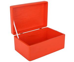Creative Deco Boite Rangement en Bois Rouge | 30 x 20 x 14 cm (+/- 1 cm) | avec Couvercle | Boite en Bois | Boite a Souvenir | Boîte Caisse Malle Coffre | BRUT ET NON PONCÉ