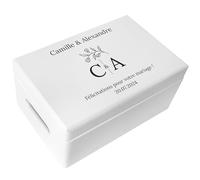 Creative Deco Cadeau de Mariage Personnalisé Blanc | Boîte à Souvenirs de Mariage | Coffret Cadeaux Personnalisable Jeunes Mariés/Couple | Motif de mariage multiple | Boîte en bois