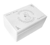 Creative Deco Cadeau de Mariage Personnalisé Blanc - Couple avec Brindilles | Boîte à Souvenirs de Mariage | Coffret Cadeaux Personnalisable Jeunes Mariés | Boîte en Bois