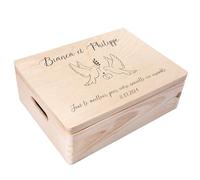 Creative Deco Cadeau de Mariage Personnalisé | Boîte à Souvenirs de Mariage | Coffret Cadeaux Personnalisable Jeunes Mariés/Couple | Motif de Mariage Multiple | Boîte en Bois