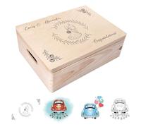 Creative Deco Cadeau de Mariage Personnalisé | Boîte à Souvenirs de Mariage | Coffret Cadeaux Personnalisable Jeunes Mariés/Couple | Motif de Mariage Multiple | Boîte en Bois