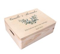 Creative Deco Cadeau de Mariage Personnalisé | Boîte à Souvenirs de Mariage | Coffret Cadeaux Personnalisable Jeunes Mariés/Couple | Motif Branches | Boîte en Bois