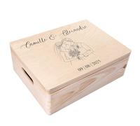 Creative Deco Cadeau de Mariage Personnalisé - Couple | Boîte à Souvenirs de Mariage | Coffret Cadeaux Personnalisable Jeunes Mariés | Boîte en Bois