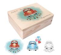 Creative Deco Cadeau de Mariage Personnalisé - Voiture | Boîte à Souvenirs de Mariage | Coffret Cadeaux Personnalisable Jeunes Mariés/Couple | Boîte en Bois