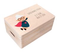 Creative Deco Cadeau Personnalisé pour Grand-mère | Boîte en Bois avec Couvercle 30 x 20 x 14 cm | Coffret Cadeau Anniversaire Noël Fête | Idée Cadeau Mamie