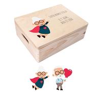 Creative Deco Cadeau Personnalisé pour Grand-mère et Grand-père | Boîte en Bois avec Couvercle 40 x 30 x 14 cm | Coffret Idée Cadeau Anniversaire Noël Fête Mamie et Papi