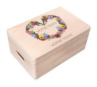 Creative Deco Cadeau Personnalisé Texte Désiré Boîte en Bois - Floral 1 | Votre Cadeau Personnalisé Individuel avec n’Importe Quel Texte | Coffret Cadeau Personnalisable | Femmes, Hommes et Couples