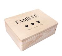 Creative Deco Cadeau Personnalisé Texte Désiré Boîte en Bois - Noms des Membres de la Famille | Votre Cadeau Individuel avec n’Importe Quel Texte | Coffret Cadeau | Femmes, Hommes et Couples