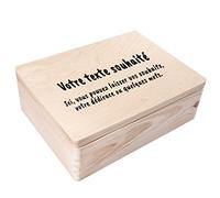 Creative Deco Cadeau Personnalisé Texte Désiré Boîte en Bois | Votre Cadeau Personnalisé Individuel avec n’Importe Quel Texte | Coffret Cadeau Personnalisable | Femmes, Hommes et Couples