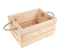 Creative Deco Caisse à vin en bois naturel - 33,5 x 24 x 14,5 cm - Avec poignées en corde de jute - Boîte de rangement cadeau DIY - Documents, outils, jouets