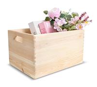 Creative Deco Caisse Bois Rangement | 40 x 30 x 24 cm (+/- 1cm) | Boîte de Rangement Bois avec Poignées | Boite Rangement Cuisine | Caisse de Rangement Bureau | Casier de Rangement