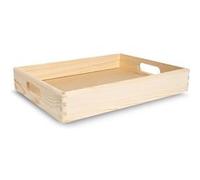 Creative Deco Caisse Bois Rangement 40x30x6,5cm (+/-1cm) Boîte de Rangement Cuisine Beige
