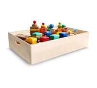 Creative Deco Caisse Bois Rangement | 60 x 40 x 13,5 cm (+/-1cm) | Boîte de Rangement Bois avec Poignées | Boite Rangement Cuisine | Caisse de Rangement Bureau | Casier de Rangement