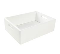 Creative Deco Caisse Bois Rangement Blanc | 40 x 30 x 13 cm (+/- 1cm) | Boîte de Rangement Bois avec Poignées | Boite Rangement Cuisine | Caisse de Rangement Bureau | Casier de Rangement