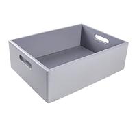 Creative Deco Caisse Bois Rangement Gris | 40 x 30 x 13 cm (+/- 1cm) | Boîte de Rangement Bois avec Poignées | Boite Rangement Cuisine | Caisse de Rangement Bureau | Casier de Rangement