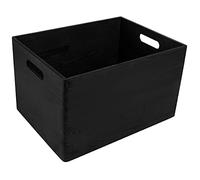Creative Deco Caisse Bois Rangement Noir | 39 x 29 x 23 cm (+/- 1cm) | Boîte de Rangement Bois avec Poignées | Boite Rangement Cuisine | Caisse de Rangement Bureau | Casier de Rangement