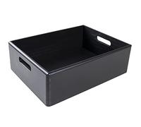 Creative Deco Caisse Bois Rangement Noir | 40 x 30 x 13 cm (+/- 1cm) | Boîte de Rangement Bois avec Poignées | Boite Rangement Cuisine | Caisse de Rangement Bureau | Casier de Rangement
