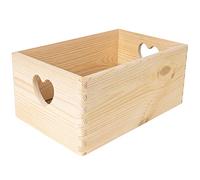 Creative Deco Caisse Bois Rangement Non Peint | 30 x 20 x 14 cm (+/- 1 cm) | Boîte de Rangement Bois Poignées Forme de Cœur | Boite Rangement Cuisine | Caisse de Rangement Bureau