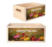 Creative Deco Caisse Bois Rangement Personnalisée avec Votre Photo | 30 x 20 x 13 cm (+/- 1cm) | Boîte de Rangement Bois avec Poignées | Cadeau Personnalisable | Coffret pour Femmes Hommes et Couple