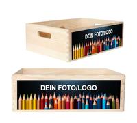 Creative Deco Caisse Bois Rangement Personnalisée avec Votre Photo | 40 x 30 x 14 cm (+/- 1cm) | Boîte de Rangement Bois avec Poignées | Cadeau Personnalisable | Coffret pour Femmes Hommes et Couple