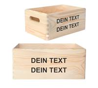 Creative Deco Caisse Bois Rangement Personnalisée avec Votre Texte | 30 x 20 x 13 cm (+/- 1cm) | Boîte de Rangement Bois avec Poignées | Cadeau Personnalisable | Coffret pour Femmes Hommes et Couple