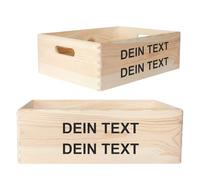 Creative Deco Caisse Bois Rangement Personnalisée avec Votre Texte | 40 x 30 x 14 cm (+/- 1cm) | Boîte de Rangement Bois avec Poignées | Cadeau Personnalisable | Coffret pour Femmes Hommes et Couple