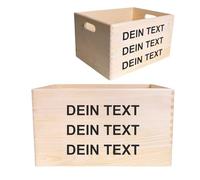 Creative Deco Caisse Bois Rangement Personnalisée avec Votre Texte | 40 x 30 x 24 cm (+/- 1cm) | Boîte de Rangement Bois avec Poignées | Cadeau Personnalisable | Coffret pour Femmes Hommes et Couple