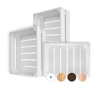 Creative Deco Caisse en Bois Blanc | 40 x 30 x 15 cm | Caisse | Rangement Bois | Caisse en Bois Vintage | Cagette Bois Deco | Cagette en Bois | Caisse en Bois Rangement | Boite Decoration