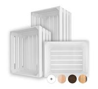 Creative Deco Caisse en Bois Blanc - 50 x 40 x 30 cm - Rangement Vintage en Bois Blanc - Boîte de Décoration