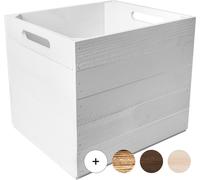 Creative Deco Caisse en Bois Blanc Compatible Étagères KALLAX 33 x 37 x 33 cm