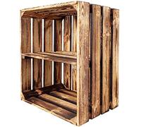 Creative Deco Caisse en Bois Flammé avec Etagere | 50x40x30 cm