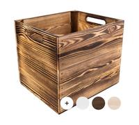 Creative Deco Caisse en Bois Flammé Compatible Étagères KALLAX et EXPIDIT 33x37x33cm | Cube de Rangement | Boite Kallax Rangement
