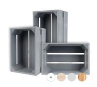 Creative Deco Caisse en Bois Gris 30 x 20 x 15 cm Cagette Bois Deco Rangement Gris