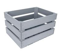 Creative Deco Caisse en bois gris - 40 x 30 x 23 cm - Poncée - Caisse à fruits, vin, pommes - Coffret cadeau, boîte à jouets, rangement - Décoration Pâques